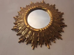 Pamono Mid-Century Modern Gilded Sunburst Wall Mirror, 1960s> Mirrors