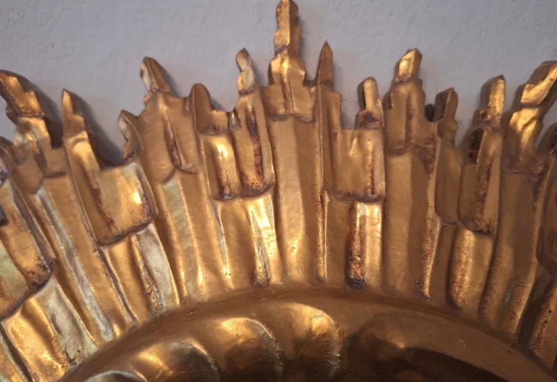 Pamono Mid-Century Modern Gilded Sunburst Wall Mirror, 1960s> Mirrors