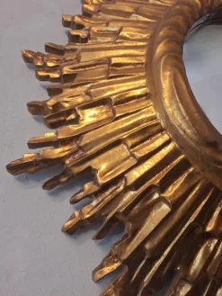 Pamono Mid-Century Modern Gilded Sunburst Wall Mirror, 1960s><noscript><img width=