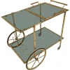 Pamono Mid-Century Modern Gilded Brass Faux Bamboo Bar Cart with Removable Tray Top, 1970s> Serving Bar Carts & Trolleys