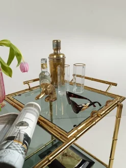 Pamono Mid-Century Modern Gilded Brass Faux Bamboo Bar Cart with Removable Tray Top, 1970s><noscript><img width=