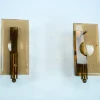 Pamono Mid-Century Modern Glass and Brass Sconces, 1960s, Set of 2> Wall Lights & Sconces