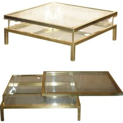 Pamono Mid-Century Modern Glass Coffee Table from Maison Jansen, 1960s> Coffee & Side Tables