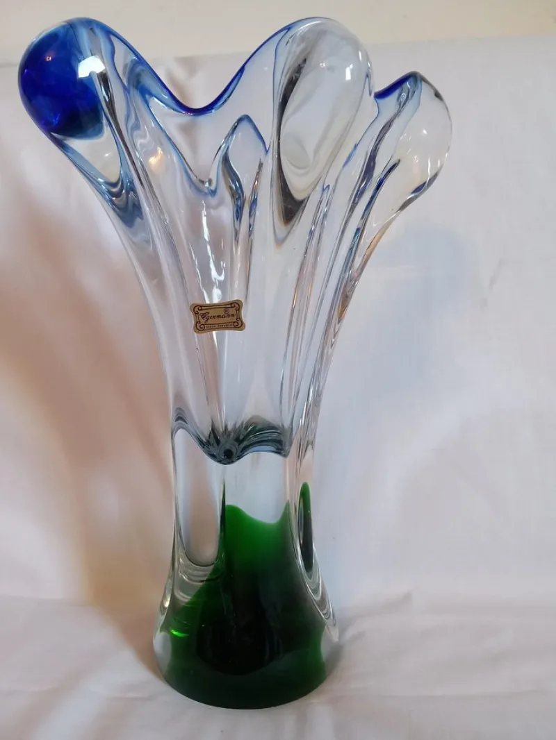 Pamono Mid-Century Modern Glass Vase from Egermann Glass> Vases