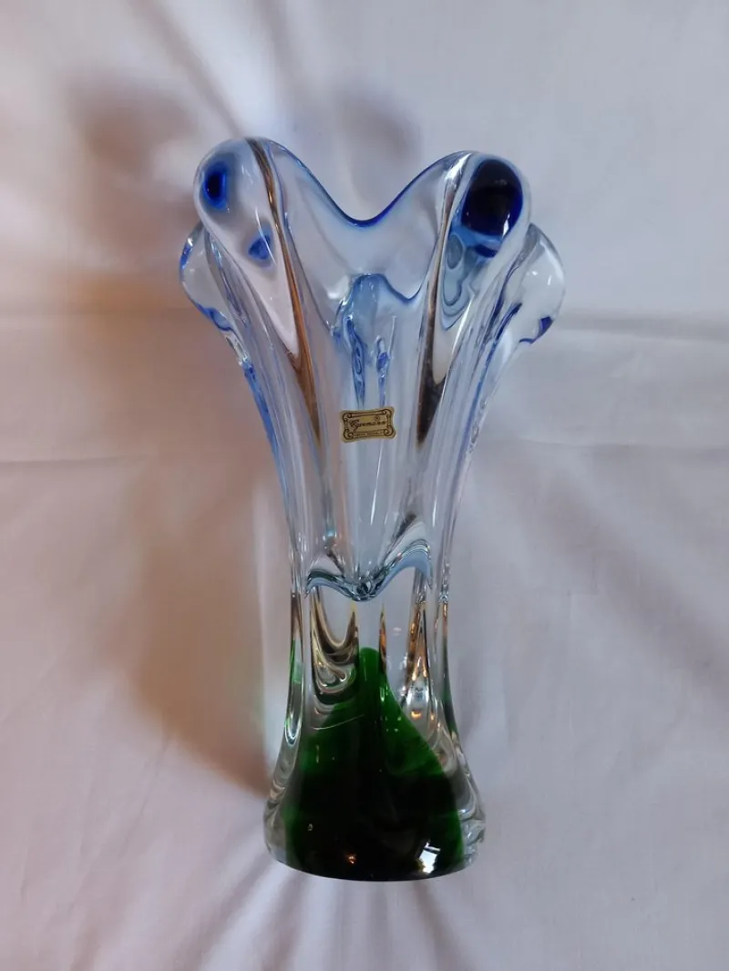 Pamono Mid-Century Modern Glass Vase from Egermann Glass> Vases