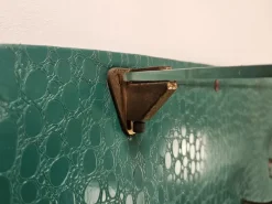 Pamono Mid-Century Modern Green Skai Coat Stand with Brass Hangers, 1950><noscript><img width=