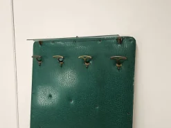 Pamono Mid-Century Modern Green Skai Coat Stand with Brass Hangers, 1950><noscript><img width=