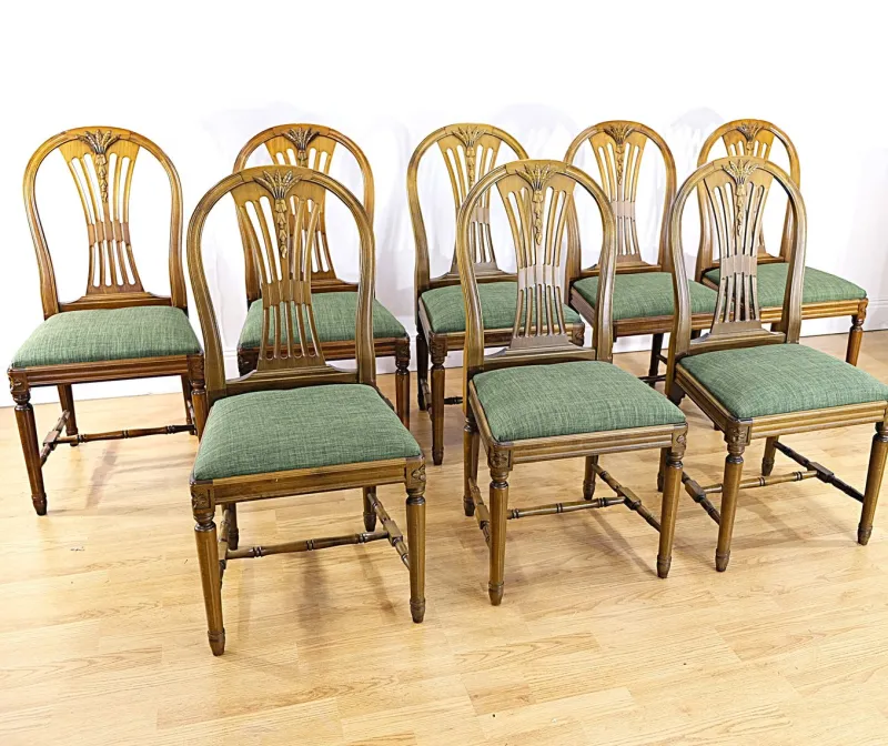 Online Pamono Mid-Century Modern Gustavian Dining Table and Chairs, 1960s, Set of 9