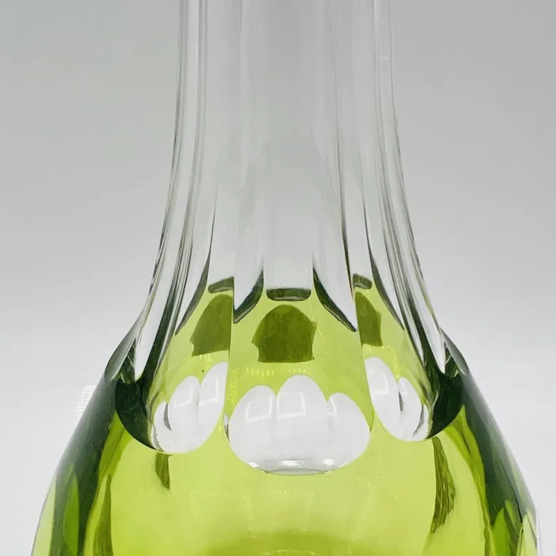 Pamono Mid-Century Modern Hand-Blown Green Cut-to-Clear Crystal Osram Decanter with Stopper from Val St. Lambert, 1950s> Bottles, Carafes & Jugs
