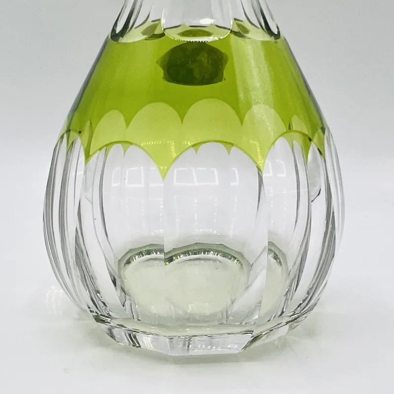 Pamono Mid-Century Modern Hand-Blown Green Cut-to-Clear Crystal Osram Decanter with Stopper from Val St. Lambert, 1950s> Bottles, Carafes & Jugs