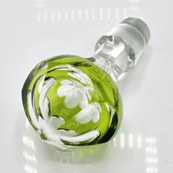 Pamono Mid-Century Modern Hand-Blown Green Cut-to-Clear Crystal Osram Decanter with Stopper from Val St. Lambert, 1950s><noscript><img width=