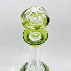Pamono Mid-Century Modern Hand-Blown Green Cut-to-Clear Crystal Osram Decanter with Stopper from Val St. Lambert, 1950s><noscript><img width=