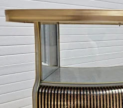 Pamono Mid-Century Modern Home Cocktail Bar with Bar Stools and Mirror, England, 1960s, Set of 4><noscript><img width=