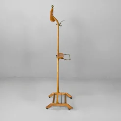 Pamono Mid-Century Modern Italian Wood and Brass Valet Stand from Fratelli Reguitti, 1960s><noscript><img width=