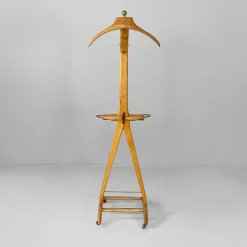 Pamono Mid-Century Modern Italian Wood and Brass Valet Stand from Fratelli Reguitti, 1960s><noscript><img width=