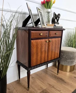 Clearance Pamono Mid-Century Modern Italian Wood and Brass Entryway Console Cabinet, 1960s