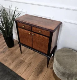 Clearance Pamono Mid-Century Modern Italian Wood and Brass Entryway Console Cabinet, 1960s