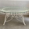 Hot Pamono Mid-Century Modern Italian Painted Iron Garden Table with Oval Glass Top, 1960s