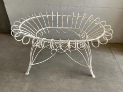 Hot Pamono Mid-Century Modern Italian Painted Iron Garden Table with Oval Glass Top, 1960s
