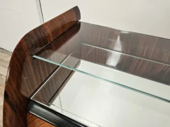 Pamono Mid-Century Modern Italian Mahogany-Clad Nightstands with Mirror Tops, 1950s, Set of 2><noscript><img width=