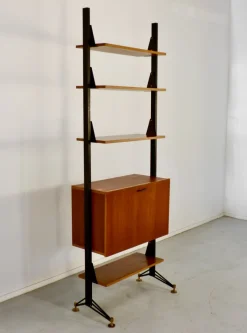 Sale Pamono Mid-Century Modern Italian Freestanding Teak and Steel Modular Bookshelf, 1960s