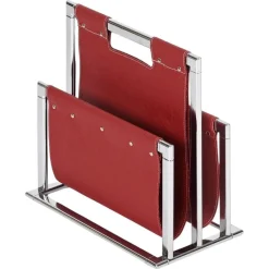 Hot Pamono Midcentury Modern Italian Burgundy Magazine Rack in Chrome by Milo Baughman, 1970s