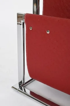 Hot Pamono Midcentury Modern Italian Burgundy Magazine Rack in Chrome by Milo Baughman, 1970s
