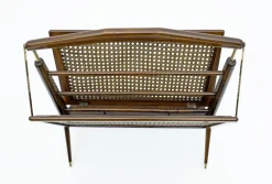 Pamono Mid-Century Modern Italian Wicker and Brass Magazine Rack by Cesare Lacca, 1950s> Magazine Racks