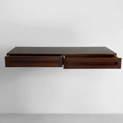 Pamono Mid-Century Modern Italian Wood Wall Console attributed to Vittorio Introini, 1960s><noscript><img width=