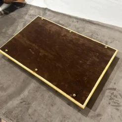 Pamono Mid-Century Modern Italian Lacquered Wood and Brass Serving Tray, 1960s><noscript><img width=