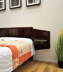New Pamono Mid-Century Modern Italian Bed Frame with Floating Nightstands, 1950s
