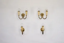New Pamono Mid-Century Modern Italian Sconces in Lacquer and Brass, 1960s, Set of 4