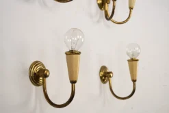 New Pamono Mid-Century Modern Italian Sconces in Lacquer and Brass, 1960s, Set of 4