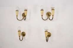 New Pamono Mid-Century Modern Italian Sconces in Lacquer and Brass, 1960s, Set of 4