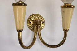 New Pamono Mid-Century Modern Italian Sconces in Lacquer and Brass, 1960s, Set of 4