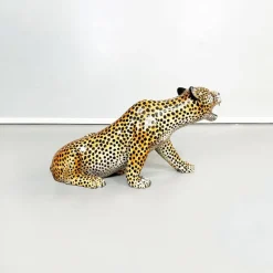 Pamono Mid-Century Modern Italian Feline Animal Cheetah Ceramic Statue, 1960s><noscript><img width=