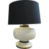 Best Pamono Mid-Century Modern Italian White Opaline Glass and Brass Table Lamp, 1970s