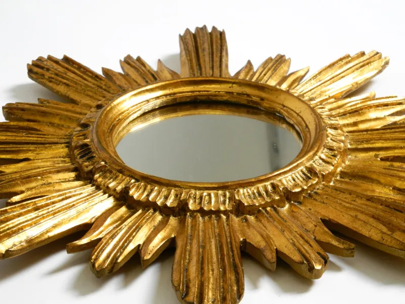 Clearance Pamono Mid-Century Modern Italian Sunburst Wall Mirror inWood and Resin, 1950s