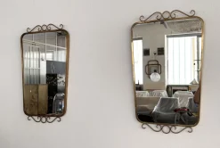 Pamono Midcentury Modern Italian Brass Wall Mirrors, 1970s, Set of 2><noscript><img width=