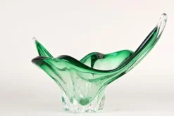 Discount Pamono Mid-Century Modern Murano Glass Bowl in Green & Clear Tones, Italy, 1960s