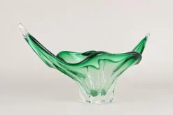 Discount Pamono Mid-Century Modern Murano Glass Bowl in Green & Clear Tones, Italy, 1960s
