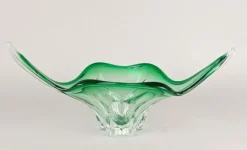 Discount Pamono Mid-Century Modern Murano Glass Bowl in Green & Clear Tones, Italy, 1960s