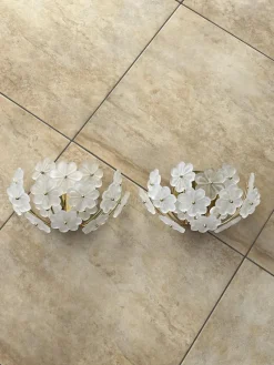 Pamono Mid-Century Modern Murano Glass Flower Wall Lamps, 1960s, Set of 2><noscript><img width=