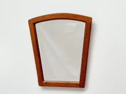 Pamono Mid-Century Modern Oak Wall Mirror with Beveled Glass and Arched Top, 1950s> Mirrors