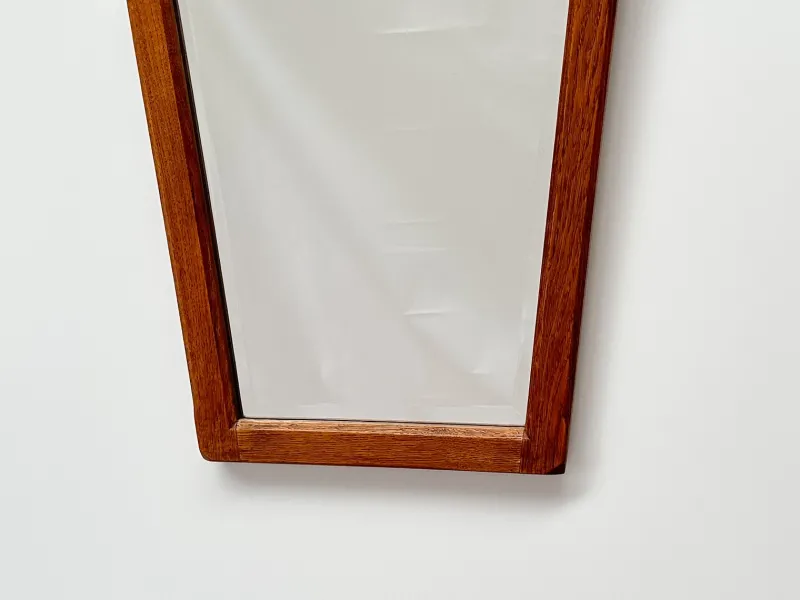 Pamono Mid-Century Modern Oak Wall Mirror with Beveled Glass and Arched Top, 1950s> Mirrors
