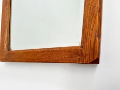Pamono Mid-Century Modern Oak Wall Mirror with Beveled Glass and Arched Top, 1950s><noscript><img width=