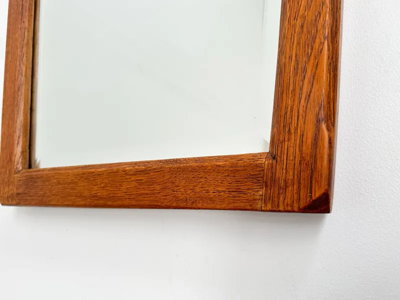 Pamono Mid-Century Modern Oak Wall Mirror with Beveled Glass and Arched Top, 1950s> Mirrors