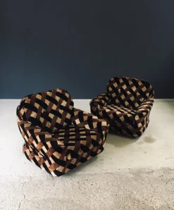 Pamono Mid-Century Modern Op Art Psychedelic Lounge Chairs, Italy, 1970s, Set of 2> Lounge Chairs & Armchairs