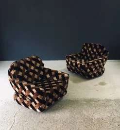 Pamono Mid-Century Modern Op Art Psychedelic Lounge Chairs, Italy, 1970s, Set of 2><noscript><img width=