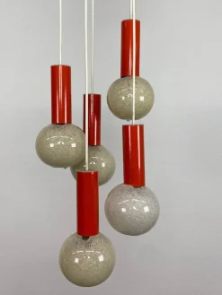 Pamono Mid-Century Modern Orange Hanging Lamp, 1960s><noscript><img width=